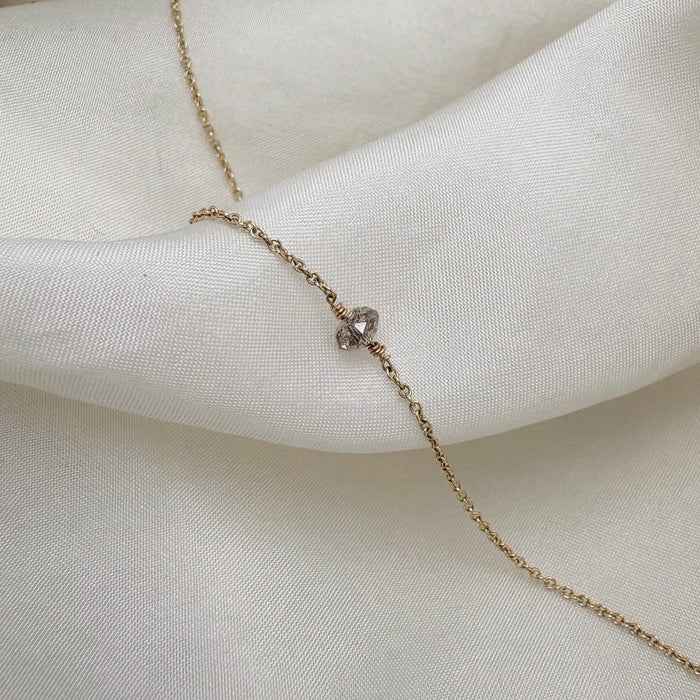 Guldkæde med diamantkugle, 14 karat guld