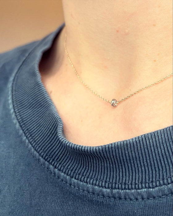 Guldkæde med diamantkugle, 14 karat guld