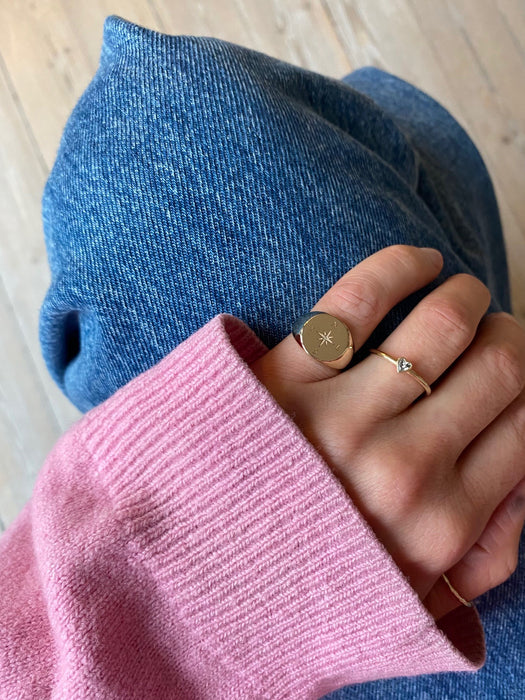 Julie Carl Jewelry Ring Signet ring, rund, 14 karat guld