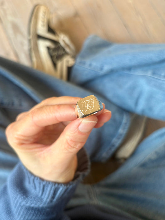 Signet Ring Kvadratisk, 14 karat guld