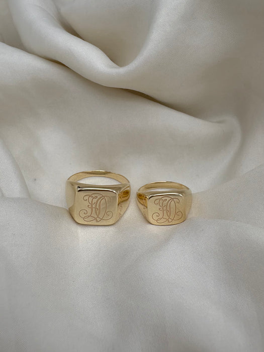 Signet Ring Kvadratisk, 14 karat guld